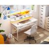 ODK 48 Inch Computer Desk with 3 Drawers and USB Power Outlets, Home Office Desks with LED Lights and Adjustable Monitor Stand, Work from Home, Modern Work/Writing/Study Table for Bedroom, White