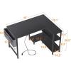 ODK 48 Inch Small L Shaped Gaming Computer Desk with Power Outlets, Corner Desk with Reversible Storage Shelves & PC Stand for Small Space, Modern Simple Home Office Table, Carbon Fiber Surface, Black(Black)