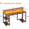 ODK 48 inch Gaming Desk with LED Lights & Power Outlets, Computer Desk with Monitor Stand & Storage Shelves, CPU Stand, Home Office Desk, Black(Vintage)