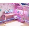 ODK 53 Inch L Shaped Desk with LED Lighting, Reversible Gaming Desk with Power Outlets, Cornor Computer Table with Storage Shelves & Bag & Iron Hook, Home Office Table for Writing, Study, Vintage(Pink)