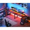 ODK 55-Inch L Shaped Gaming Desk with LED Lights & USB Power Outlets, Reversible Computer Desk with 4 Drawers, Corner Gamer Desk with CPU Shelf & Monitor Stand, Gaming Table for Bedroom, Black