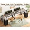 ODK 61” L Shaped Desk with 4 Drawers, Reversible Corner Desk with Storage, Gaming Table with Power Outlets, USB Ports, Computer Desk for Home Office, Study, Easy Assembly, Vintage Brown(Gray Oak)