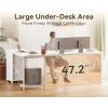 ODK 61” L Shaped Desk with 4 Drawers, Reversible Corner Desk with Storage, Gaming Table with Power Outlets, USB Ports, Computer Desk for Home Office, Study, Easy Assembly, Vintage Brown(White)