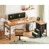 ODK 61” L Shaped Desk with 4 Drawers, Reversible Corner Desk with Storage, Gaming Table with Power Outlets, USB Ports, Computer Desk for Home Office, Study, Easy Assembly, Vintage Brown(Vintage)