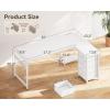 ODK 61” L Shaped Desk with 4 Drawers, Reversible Corner Desk with Storage, Gaming Table with Power Outlets, USB Ports, Computer Desk for Home Office, Study, Easy Assembly, Vintage Brown(White)