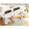 ODK 61” L Shaped Desk with 4 Drawers, Reversible Corner Desk with Storage, Gaming Table with Power Outlets, USB Ports, Computer Desk for Home Office, Study, Easy Assembly, Vintage Brown(White)