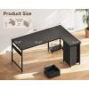 ODK 61” L Shaped Desk with 4 Drawers, Reversible Corner Desk with Storage, Gaming Table with Power Outlets, USB Ports, Computer Desk for Home Office, Study, Easy Assembly, Vintage Brown(Black)