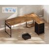 ODK 61” L Shaped Desk with 4 Drawers, Reversible Corner Desk with Storage, Gaming Table with Power Outlets, USB Ports, Computer Desk for Home Office, Study, Easy Assembly, Vintage Brown(Vintage Brown)