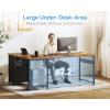 ODK 61” L Shaped Desk with 4 Drawers, Reversible Corner Desk with Storage, Gaming Table with Power Outlets, USB Ports, Computer Desk for Home Office, Study, Easy Assembly, Vintage Brown(Vintage Brown)