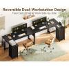 ODK 61” L Shaped Desk with 4 Drawers, Reversible Corner Desk with Storage, Gaming Table with Power Outlets, USB Ports, Computer Desk for Home Office, Study, Easy Assembly, Vintage Brown(Black)