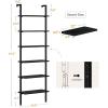 ODK 6-Tier Ladder Shelf, Book Shelf with Metal Frame, Bookcase for Living Room, Home Office, Kitchen & Bedroom, Space Saving Freestanding Organizer Rack, Black (10″ D x 24″ W x 87″ H)(Black)
