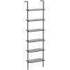 ODK 6-Tier Ladder Shelf, Book Shelf with Metal Frame, Bookcase for Living Room, Home Office, Kitchen & Bedroom, Space Saving Freestanding Organizer Rack, Black (10″ D x 24″ W x 87″ H)(Black)