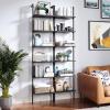 ODK 6-Tier Ladder Shelf, Book Shelf with Metal Frame, Bookcase for Living Room, Home Office, Kitchen & Bedroom, Space Saving Freestanding Organizer Rack, Black (10″ D x 24″ W x 87″ H)(Black)