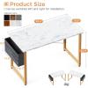 ODK Computer Desk, 40 Inch Small Study Desk, Office Desk with Storage, Work Table with Headphone Hook for Small Space Home Office, White Marble + Gold Leg
