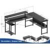 ODK Corner Computer Desk, 61″ Reversible L Shaped With Storage Shelves & Monitor Stand, Home Office, Gaming, Writing, Black