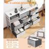 ODK Dresser with Charging Station, 52-Inch Long Dresser for Bedroom with 8 Storage Drawers, Fabric Dressers Chests of Drawers with Sturdy Steel Frame and Wooden Top, Vintage and Black(White and Light Grey)