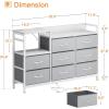 ODK Dresser with Charging Station, 52-Inch Long Dresser for Bedroom with 8 Storage Drawers, Fabric Dressers Chests of Drawers with Sturdy Steel Frame and Wooden Top, Vintage and Black(White and Light Grey)