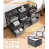 ODK Dresser with Charging Station, 52-Inch Long Dresser for Bedroom with 8 Storage Drawers, Fabric Dressers Chests of Drawers with Sturdy Steel Frame and Wooden Top, Vintage and Black(Black and Dark Grey)