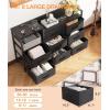 ODK Dresser with Charging Station, 52-Inch Long Dresser for Bedroom with 8 Storage Drawers, Fabric Dressers Chests of Drawers with Sturdy Steel Frame and Wooden Top, Vintage and Black(Black)