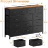 ODK Dresser with Charging Station, 57-Inch Long Dresser TV Stand for Bedroom, Large Dresser with 13 Storage Drawers, Chest of Drawers Easy-Pull Fabric Dressers for Living Room, Black and Vintage