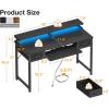 ODK Gaming Desk with Led Lights and Power Outlet, 48 Inch Computer Desk with Drawers and Keyboard Tray, PC Desk with Monitor Stand, Work Desk for Home Office, Black
