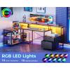 ODK L Shaped Desk with File Drawer, 66″ Reversible L Shaped Computer Desk with Power Outlet & LED Strip, Office Desk with Storage Shelves, Gaming Desk with Monitor Shelf, Corner Desk, Vintage(Vintage)