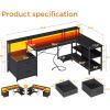 ODK L Shaped Desk with File Drawer, 66″ Reversible L Shaped Computer Desk with Power Outlet & LED Strip, Office Desk with Storage Shelves, Gaming Desk with Monitor Shelf, Corner Desk, Vintage(Black)