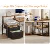 ODK L Shaped Desk with File Drawer, 66″ Reversible L Shaped Computer Desk with Power Outlet & LED Strip, Office Desk with Storage Shelves, Gaming Desk with Monitor Shelf, Corner Desk, Vintage(Vintage Brown)