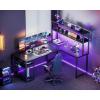 ODK L Shaped Gaming Desk with Hutch, Computer Desk with Storage Shelves, 66″ L Shaped Desk for Home Office, Corner Desk with Headphone Hook, Black(Black)