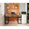 ODK Office Small Computer Desk: Home Table with Fabric Drawers & Storage Shelves, Modern Writing Desk, White, 48″x16″(Grey Oak)