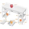 ODK Office Small Computer Desk: Home Table with Fabric Drawers & Storage Shelves, Modern Writing Desk, White, 48″x16″(White)