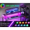 ODK Reversible Gaming Desk LED Lights, 40 Inch Computer Desk with Storage Shelves & Monitor Stand, Study Table for Home Office, Small Space Bedroom, Carbon Fiber Black(Carbon Fiber Black)