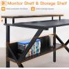 ODK Small Desk, 27.5 Inch Computer Desk for Small Spaces, Kids Desk with Storage, Study Table with Monitor Stand for Homeschool, Pink(Black)