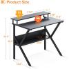 ODK Small Desk, 27.5 Inch Computer Desk for Small Spaces, Kids Desk with Storage, Study Table with Monitor Stand for Homeschool, Pink(Black)