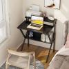 ODK Small Desk, 27.5 Inch Computer Desk for Small Spaces, Kids Desk with Storage, Study Table with Monitor Stand for Homeschool, Pink(Black)