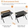 ODK Small Desk, 27.5 Inch Computer Desk for Small Spaces, Kids Desk with Storage, Study Table with Monitor Stand for Homeschool, Pink(Black)