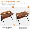 ODK Small Desk, 27.5 Inch Computer Desk for Small Spaces, Kids Desk with Storage, Study Table with Monitor Stand for Homeschool, Pink(Deep Brown)