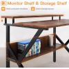 ODK Small Desk, 27.5 Inch Computer Desk for Small Spaces, Kids Desk with Storage, Study Table with Monitor Stand for Homeschool, Pink(Deep Brown)