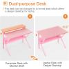 ODK Small Desk, 27.5 Inch Computer Desk for Small Spaces, Kids Desk with Storage, Study Table with Monitor Stand for Homeschool, Pink(Pink)