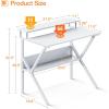 ODK Small Desk, 27.5 Inch Computer Desk for Small Spaces, Kids Desk with Storage, Study Table with Monitor Stand for Homeschool, Pink(Pure White)