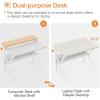 ODK Small Desk, 27.5 Inch Computer Desk for Small Spaces, Kids Desk with Storage, Study Table with Monitor Stand for Homeschool, Pink(Pure White)