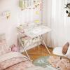 ODK Small Desk, 27.5 Inch Computer Desk for Small Spaces, Kids Desk with Storage, Study Table with Monitor Stand for Homeschool, Pink(Pure White)