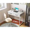 ODK Small Desk with Fabric Drawers- for Bedroom, White Vanity Desk with Storage, Home Office Computer Desk for Small Spaces, 32 Inch Modern Work Writing Study Table, White