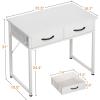 ODK Small Desk with Fabric Drawers- for Bedroom, White Vanity Desk with Storage, Home Office Computer Desk for Small Spaces, 32 Inch Modern Work Writing Study Table, White