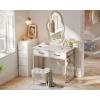 ODK Small Desk with Fabric Drawers- for Bedroom, White Vanity Desk with Storage, Home Office Computer Desk for Small Spaces, 32 Inch Modern Work Writing Study Table, White