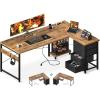 ODK 61” L Shaped Desk with 4 Drawers, Reversible Corner Desk with Storage, Gaming Table with Power Outlets, USB Ports, Computer Desk for Home Office, Study, Easy Assembly, Vintage Brown(Vintage)