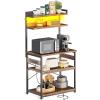 ODK Bakers Rack with Power Outlet, Coffee Bar with Storage 5-Tiers, Microwave Stand Kitchen Rack 16.5 * 31.5 * 59 inches, Kitchen Shelf, Rustic Brown