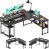 ODK Corner Computer Desk, 61″ Reversible L Shaped With Storage Shelves & Monitor Stand, Home Office, Gaming, Writing, Black