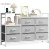 image:imageODK Dresser with Charging Station 52Inch Long Dresser for Bedroom with 8 Storage Drawers Fabric Dressers Chests of Drawers with Sturdy Steel Frame and Wooden Top Vintage and BlackWhite and Light Grey