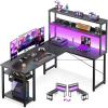 ODK L Shaped Gaming Desk with Hutch, Computer Desk with Storage Shelves, 66″ L Shaped Desk for Home Office, Corner Desk with Headphone Hook, Black(Black)
